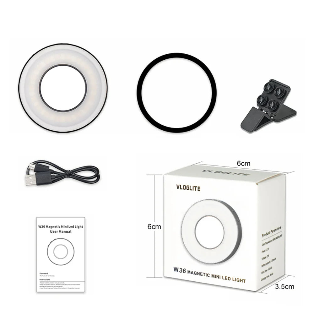 Magnetic Clip-On Smartphone Ring Led Light (Copia)